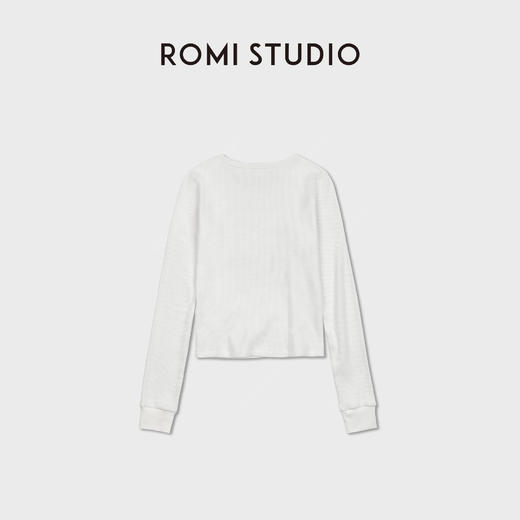 ROMI STUDIO色织华夫格高密长绒棉针织船领长袖 RWDSSY1572 商品图4