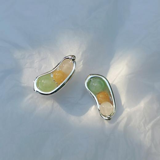 美颂之光 MAISON LUMIERE 925银天然翡翠福豆耳钉手链项链 商品图3