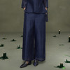 【林栖设计小店】山林抚风|藏青色丝麻绣花宽松百搭2026春新款阔腿裤子1961098 商品缩略图3