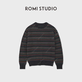 ROMI STUDIO“冬日松弛”100羊毛条纹针织挺括套头毛衣RWCWSU7412