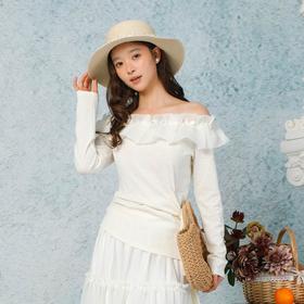 气质时尚温柔风花边一字肩上衣-纪念日百货门店同款169265979