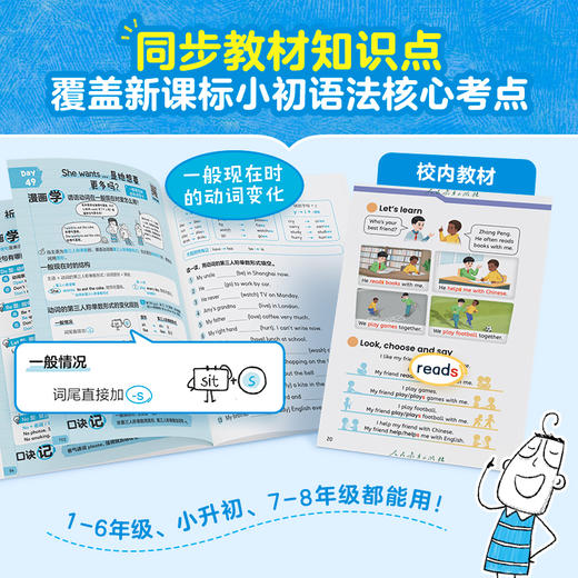 学而思 小初语法漫画学练 2026全国通用同步教材小初必练1000题 商品图2