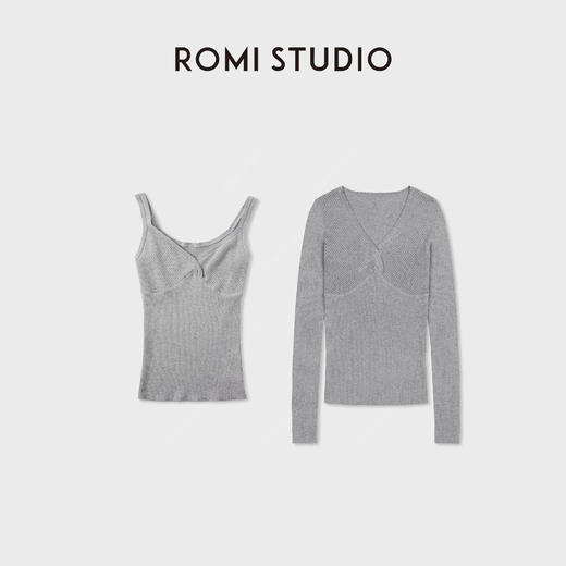ROMI STUDIO“轻薄无物”16针缝合V领花边网面长袖/吊带RWCAS66139 商品图5