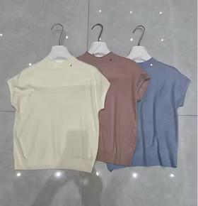 【门店同款】ENJOY春季韩系小立领短袖针织衫 169152253