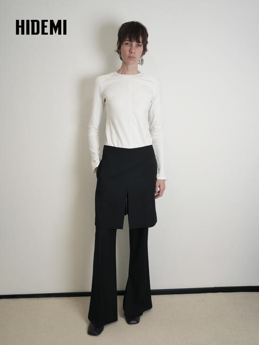 HIDEMI 设计感假两件修身微喇裤长裤裙裤 商品图9