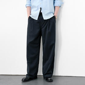 714street高级泡泡纱肌理感面料显瘦阔腿裤2026春季垂感休闲裤男