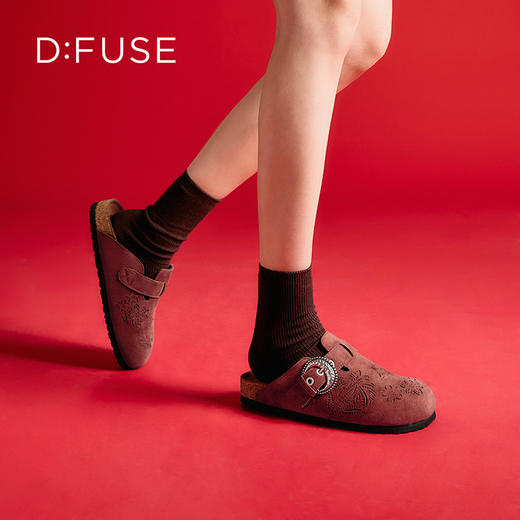 Dfuse迪芙斯2026春季新款镂空雕花半包头勃肯鞋拖鞋DFE1110077 商品图3