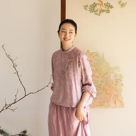 牧衣游原创 24姆米重磅桑蚕丝混纺重工手绣小衫宽松圆领套头 禾时