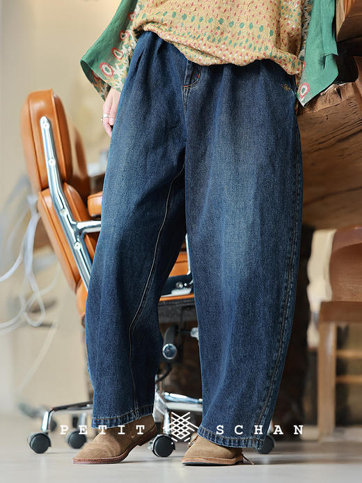 Petit Schan小闪 CLO#1044 Carefree 逍遥 纯棉土耳其牛仔休闲半松紧腰牛仔弯刀裤 商品图1