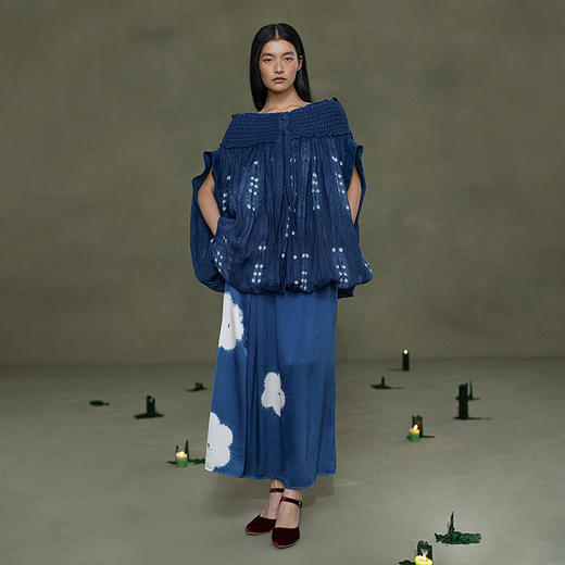 【林栖设计小店】植物染色|手工植物蓝苎麻上下两穿2026春新款开襟连衣裙1961020 商品图4