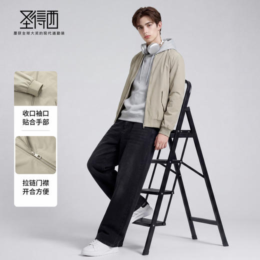 圣得西螺纹棒球领夹克2026春新款扛皱易打理工装外套 商品图3