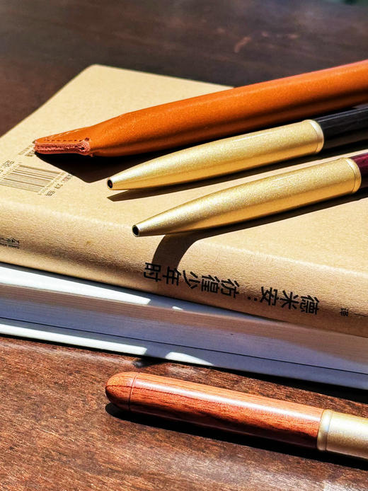 新品【升级版真皮套装】黄铜檀木签字笔 商品图14