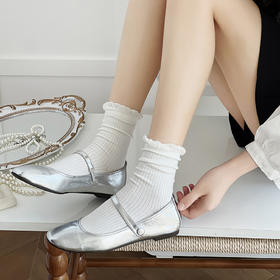 【59元3双】女士时尚抽条泡泡口堆堆袜春夏时尚袜子白女袜【2612519】