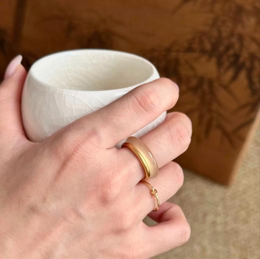 【黄龙玉髓戒指】敦煌福泽小众马料玉髓男女款素圈戒指一口糖玛瑙玉石尾戒配饰 商品图10