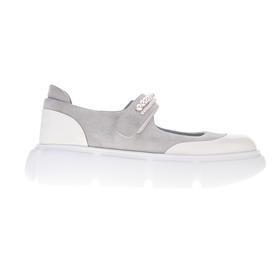 sheme皮料拼接珍珠链条点缀休闲时尚女士玛丽珍单鞋可定制