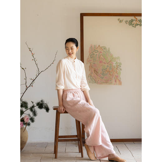 牧衣游原创汉麻休闲长裤新款自在随性松弛感宽松百搭裤子 山外山 商品图1