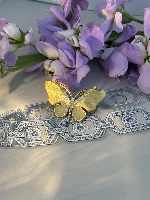 金丝羽蝶  重工拉丝蝴蝶胸针 银镀金首饰  （非质量问题 不支持退换货） 商品图3