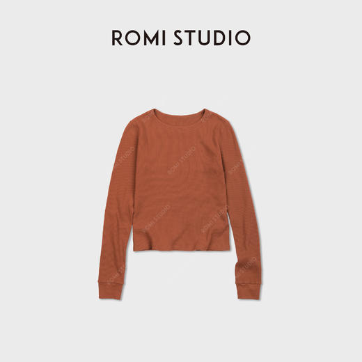 ROMI STUDIO色织华夫格高密长绒棉针织船领长袖 RWDSSY1572 商品图2