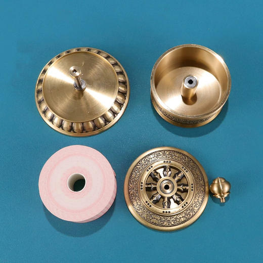 手动藏式铜指捻转轮转筒八宝小指捻观音心咒莲花底座转筒转轮经筒摆件 商品图2