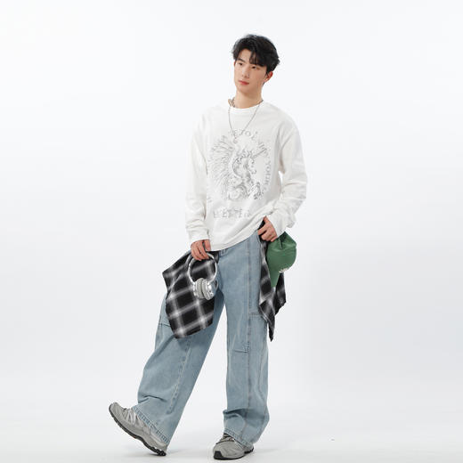 个性印花重磅骏马长袖T恤-纪念日百货门店同款169251489 商品图1