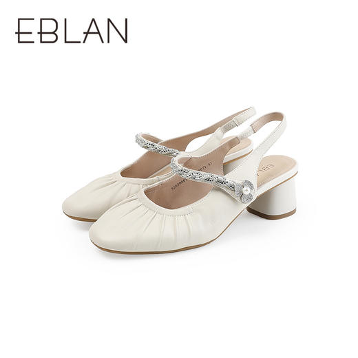 【上新】伊伴2026夏季甜美减龄扭结水钻饰带后空玛丽珍皮鞋B26206072 商品图4