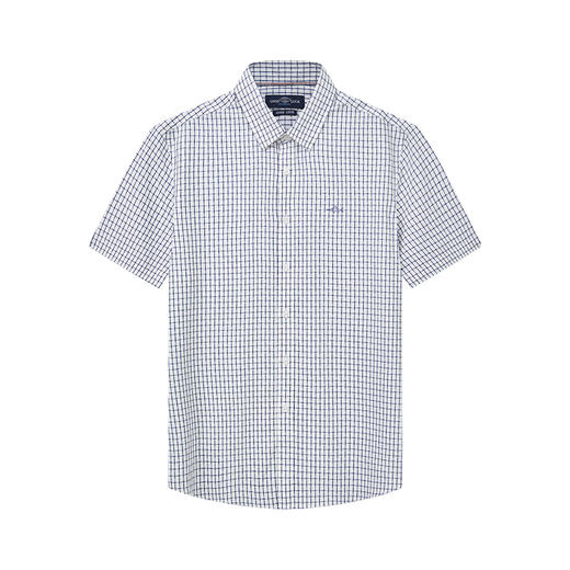 【桑蚕丝】德鲨鲨鱼男士短袖格子衬衫2026夏新款休闲衬衣 商品图1