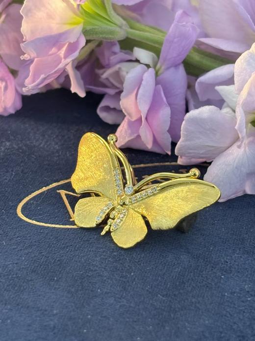 金丝羽蝶  重工拉丝蝴蝶胸针 银镀金首饰  （非质量问题 不支持退换货） 商品图6