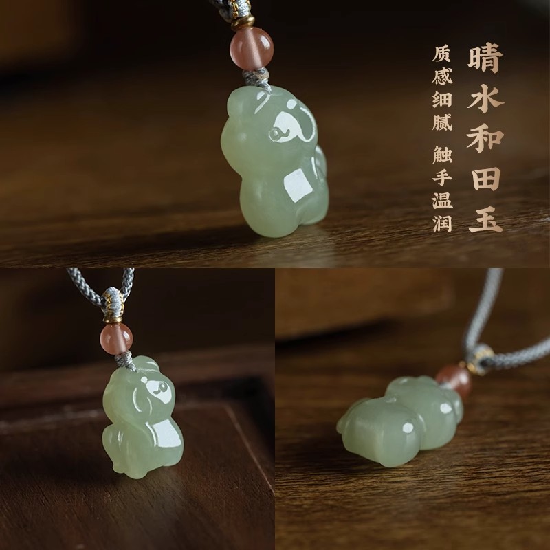 【一马当先和田玉吊坠】敦煌福泽小众生肖马吊坠天然和田玉挂件属相羊六合吊坠马年本命年挂件首饰
