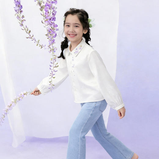 笛莎/Deesha 观山见联名2026年春季新款国风刺绣衬衫 商品图2