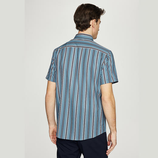 【高弹】德鲨鲨鱼条纹短袖衬衫男2026夏新款休闲打底衬衣 商品图3