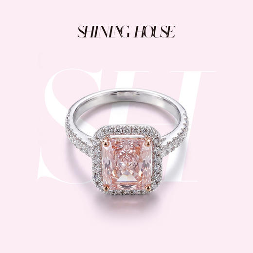 ShiningHouse[培育] 粉钻系列 18k金钻石戒指 公主方形2克拉钻人工真钻人造钻石K金戒指时尚钻石戒指卓越匠心奢耀臻献【此商品不支持7天无理由退货退款】预计3日发货 商品图0