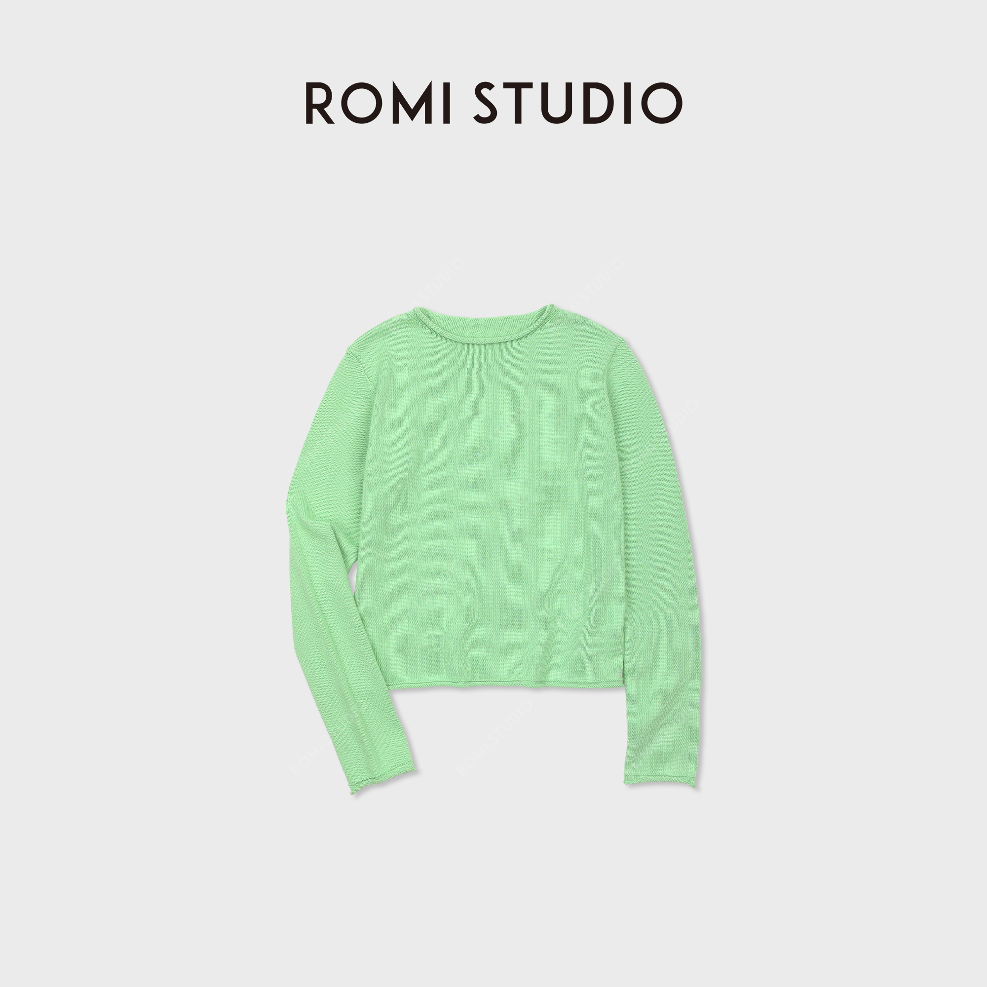 ROMI STUDIO“简约舒适”100%精梳棉圆领卷边套头毛织 RWDSS62312