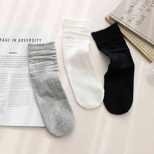 【59元3双】女士时尚爱心菱格堆堆袜春夏时尚袜子白女袜【2612516】 商品图2