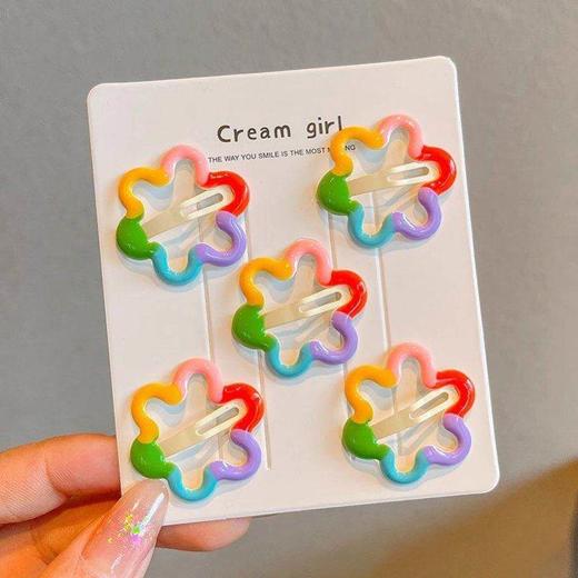 春节不打烊【可爱彩色花朵❗️超百搭超耐用】儿童糖果色发夹花朵bb夹子不伤发刘海碎发侧边夹头饰五角星发卡。jd 商品图1