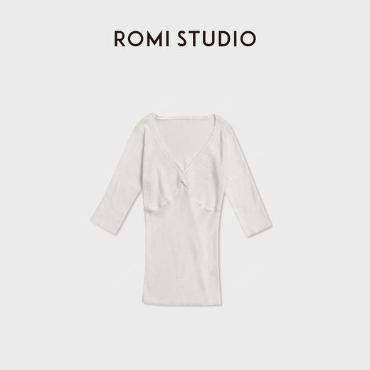 ROMI STUDIO“轻薄无物”16针缝合V领花边网面长袖/吊带RWCAS66139 商品图2