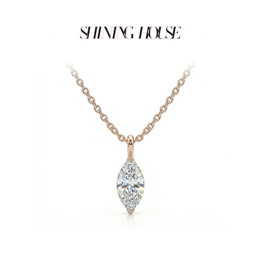 Ease·Shining系列 ShiningHouse[培育] 18k金钻石吊坠 圆钻形椭圆形水滴形公主方形心形马眼形人工真钻人造钻石K金吊坠简约钻石吊坠【此商品不支持7天无理由退货退款】（单吊坠） 商品图14