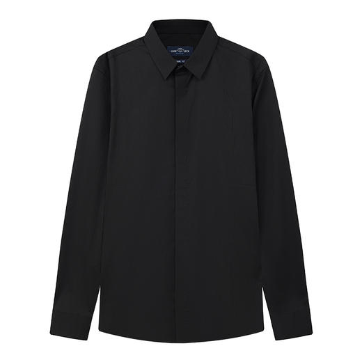 【提花暗纹】德鲨黑色休闲衬衫男2026春新款商务长袖衬衣 商品图4