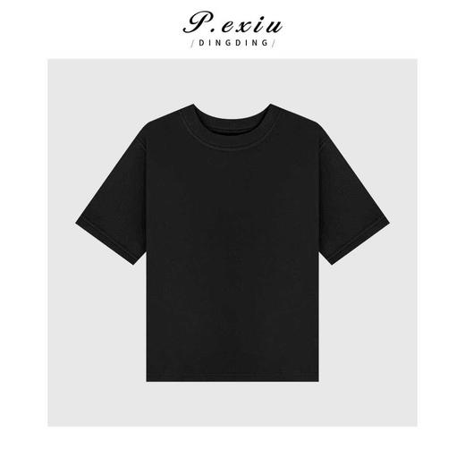 04-3潘依绣丁丁宠粉PanYiXiu/潘依绣韩系简约百搭加厚磨绒休闲短袖圆领上衣W-63562 商品图2