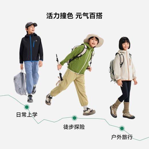 伯希和户外软壳衣男童新款CORDURA耐磨防风防泼水徒步冲锋衣女童 商品图3