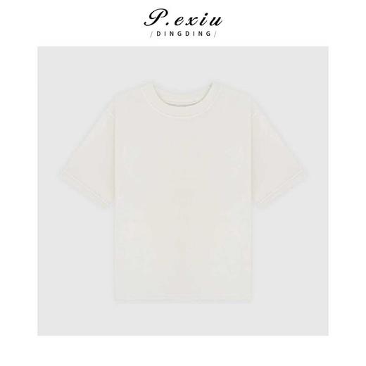 04-3潘依绣丁丁宠粉PanYiXiu/潘依绣韩系简约百搭加厚磨绒休闲短袖圆领上衣W-63562 商品图1