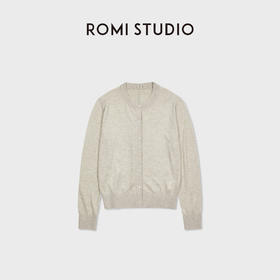 ROMI STUDIO“松弛慵懒”桑蚕丝绵羊毛混纺圆领套头开衫 RWCSST2376