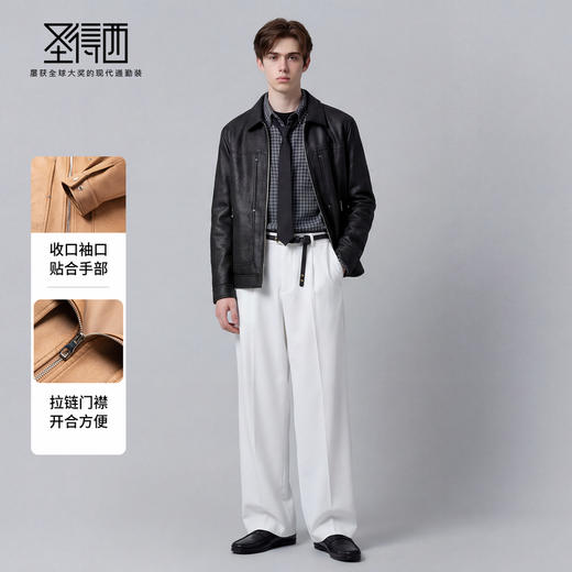 【仿麂皮】圣得西男士翻领夹克2026年春季新款耐磨易打理工装外套 商品图3
