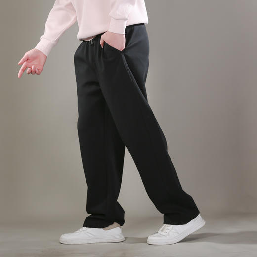 DRONKOO 2026 抽绳松紧腰前右金属扣侧缝前移中厚卫裤长裤 商品图2