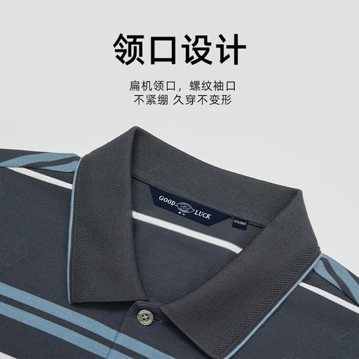【桑蚕丝】德鲨鲨鱼男士短袖条纹POLO衫2026夏新款翻领T恤 商品图3