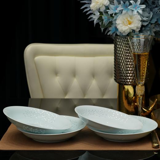 汉茗 青釉缠枝莲玲珑8英寸深盘 1个 商品图2