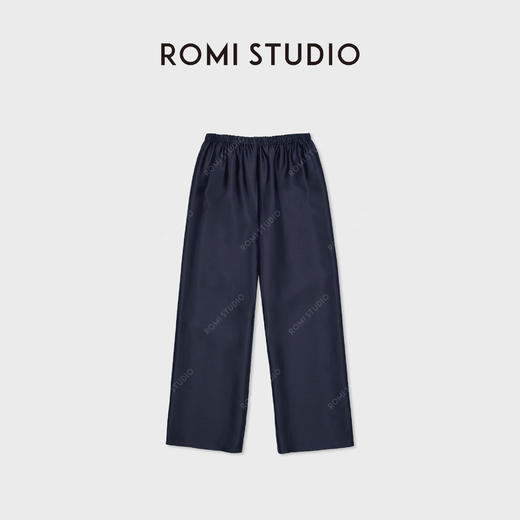 ROMI STUDIO"无缝裤"真丝羊毛混纺光泽松紧腰直筒裤RWCAX06889 商品图1