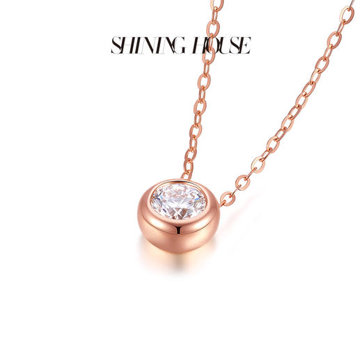 ShiningHouse[培育] 18k金钻石项链 圆钻形人工真钻人造钻石K金项链可调节简约钻石项链泡泡钻石项链悦己送礼臻选【此商品不支持7天无理由退货退款】预计3日发货 商品图3