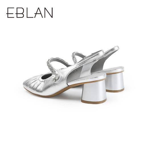 【上新】伊伴2026夏季甜美减龄扭结水钻饰带后空玛丽珍皮鞋B26206072 商品图3