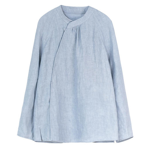 牧衣游原创 汉麻净色衬衫女新款立领斜襟百搭中式衬衣茶服 明月诗 商品图4