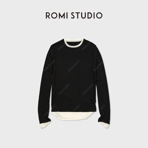ROMI STUDIO100%水溶羊毛轻薄柔软假两件针织上衣 RWCASU6753 商品图2